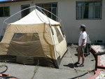 Cleaning the tent