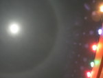 full moon, fog halo, and xmas lights