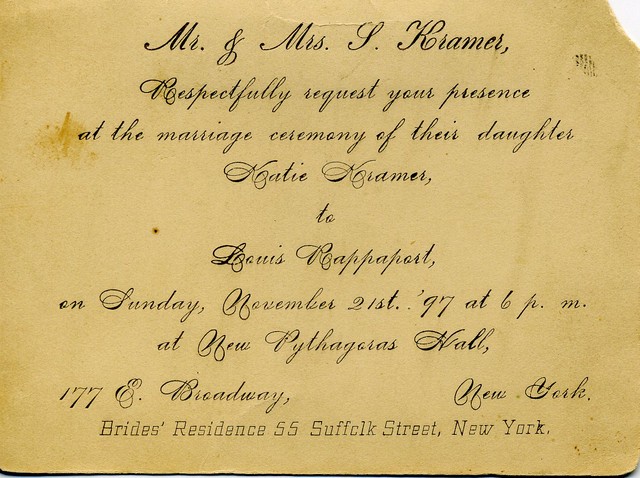 Louis and Kate's wedding invitation
( '97 ... as in 1897 )