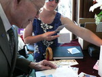 Grampy signs the guest book