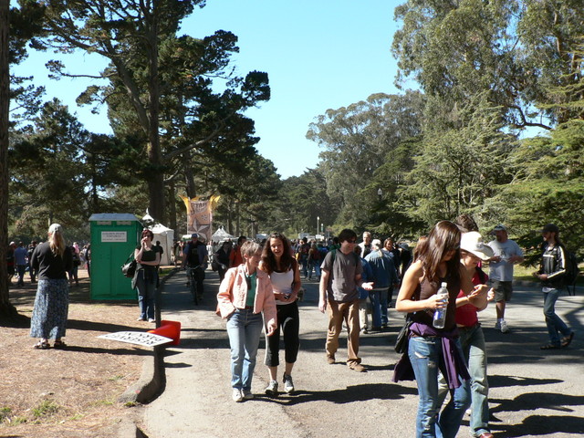 walking through the park