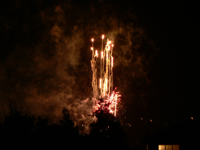 fireworks, as seen from the bridge to Santa Margarita Island