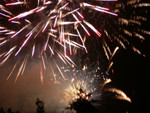 fireworks, as seen from the bridge to Santa Margarita Island