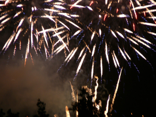 fireworks, as seen from the bridge to Santa Margarita Island