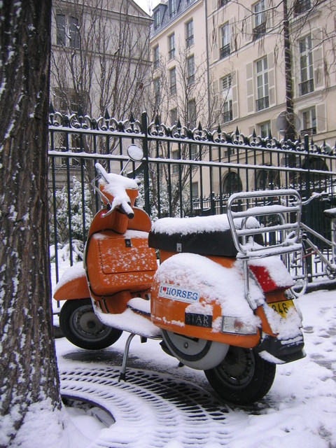 Vespa et neige