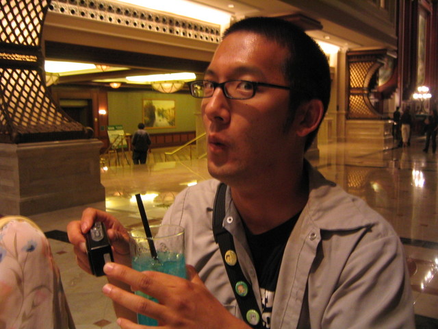 J in the Hyatt lobby