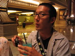 J in the Hyatt lobby