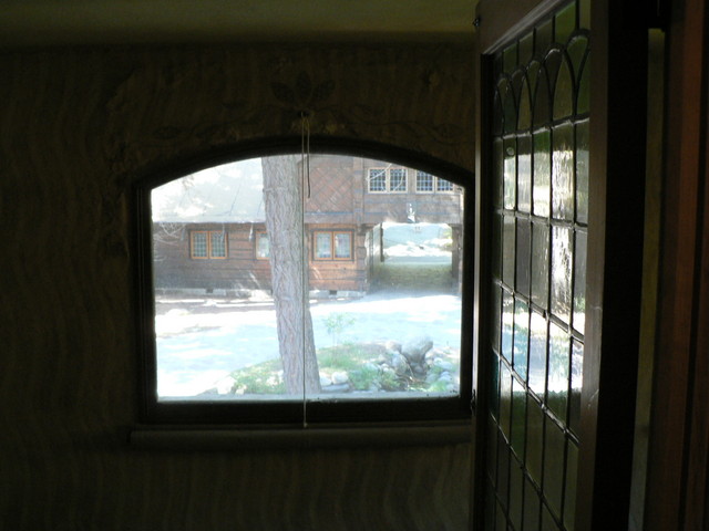 looking out onto the courtyard from upstairs