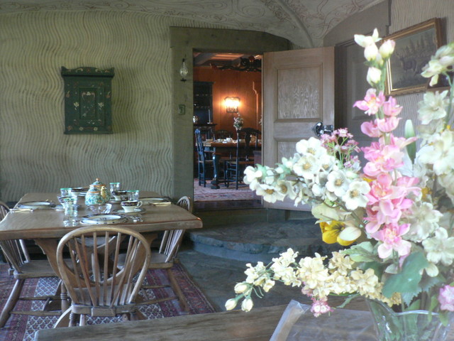 looking in to the tea room from outside