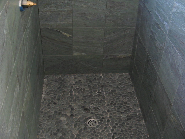 The inside of the shower area