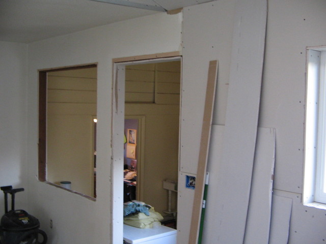 Another view of the window and door from the kitchen