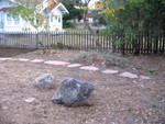 The front boulder in its final spot. It looks happier now.