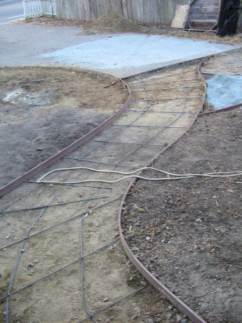 The path from the front door soon to be cement.