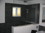 Shower glass in place